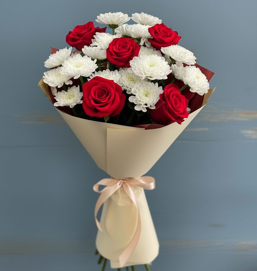 Букет цветов из: Розы и Хризантемы в Смоленске