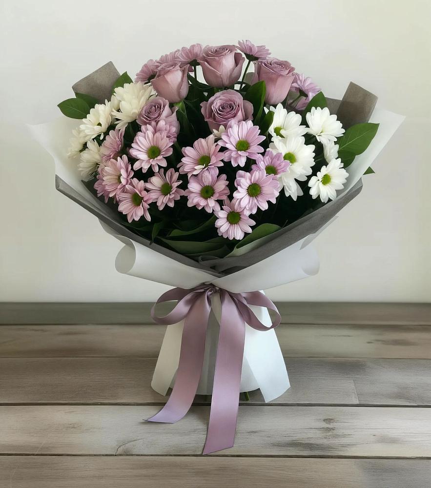 Букет цветов из: Хризантемы и Розы в Смоленске