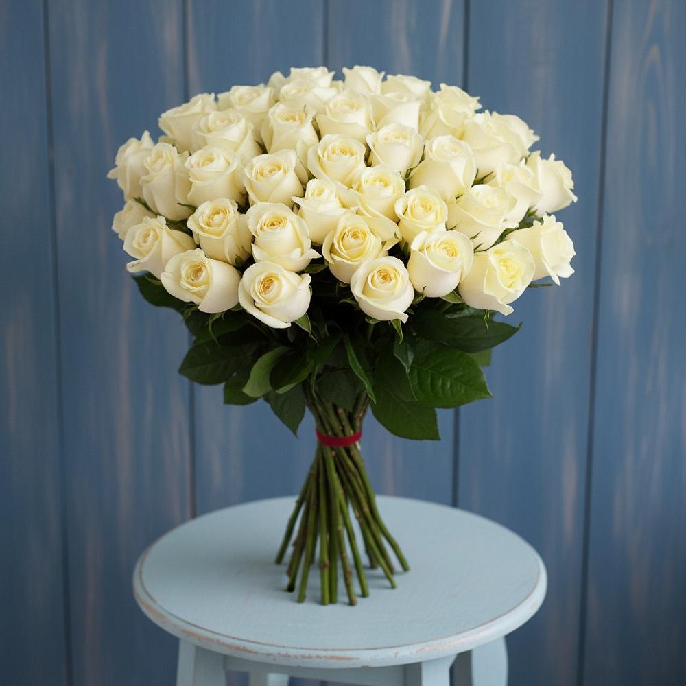 Букет 51 Белая роза Эдлесс Лав в Смоленске