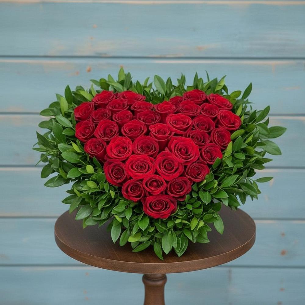 Цветочная композиция из Розы в виде сердца в Смоленске