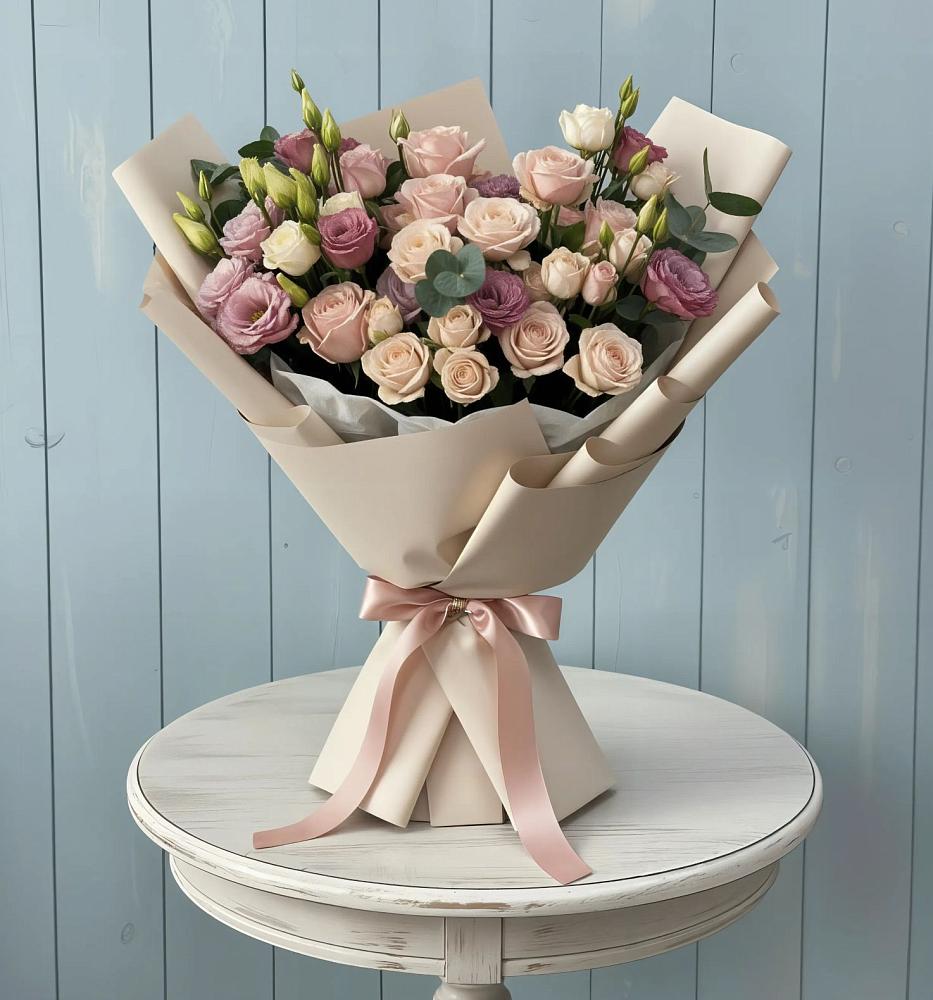 Букет цветов из: Розы и Лизиантусы в Смоленске